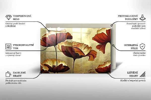 Glas Herdabdeckplatte Bemalte Boho-Blumen