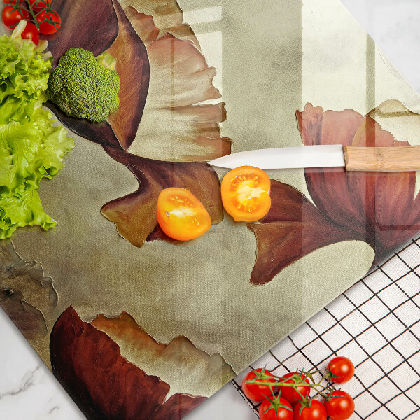 Glas Herdabdeckplatte Bemalte Boho-Blumen