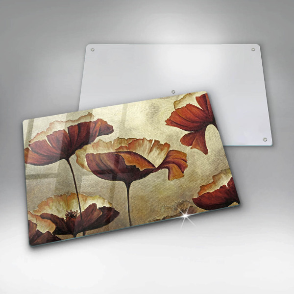 Glas Herdabdeckplatte Bemalte Boho-Blumen