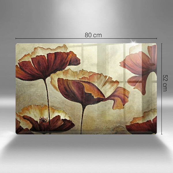 Glas Herdabdeckplatte Bemalte Boho-Blumen