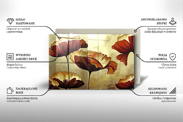 Glas Herdabdeckplatte Bemalte Boho-Blumen