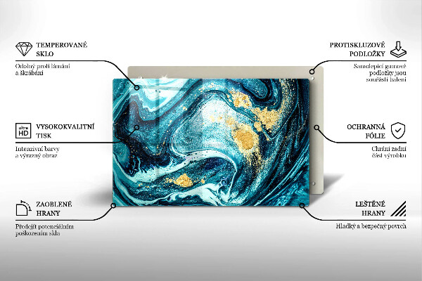 Glas Ceranfeldabdeckung Blaugoldene Abstraktion