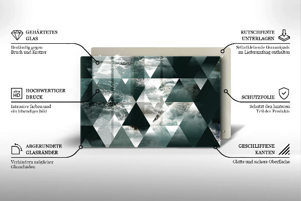 Glas Ceranfeldabdeckung Dreiecke und Wasser