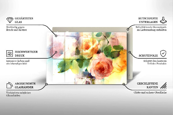Glas Ceranfeldabdeckung Bemalte Blumen