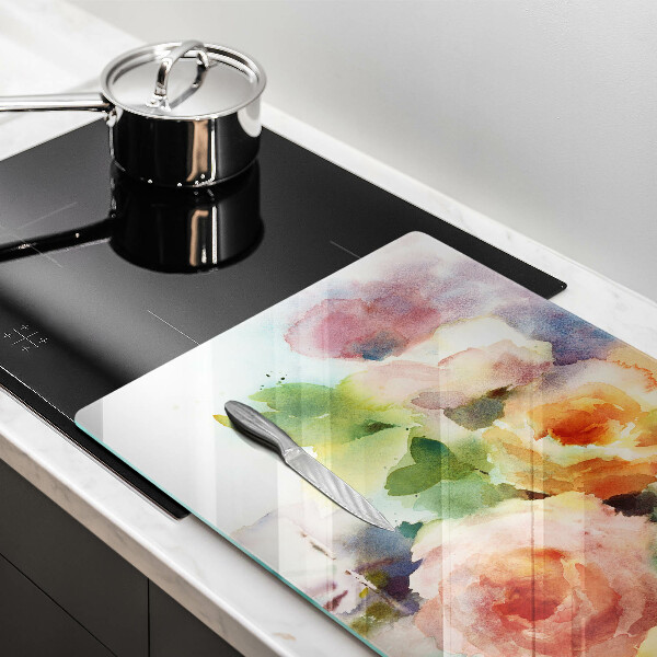 Glas Ceranfeldabdeckung Bemalte Blumen