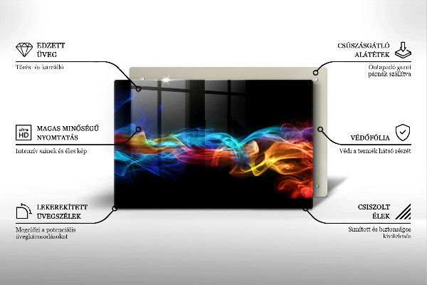 Glas Herdabdeckplatte Bunter Rauch