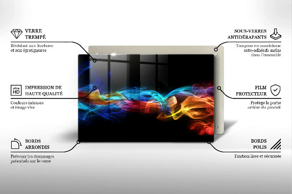 Glas Herdabdeckplatte Bunter Rauch