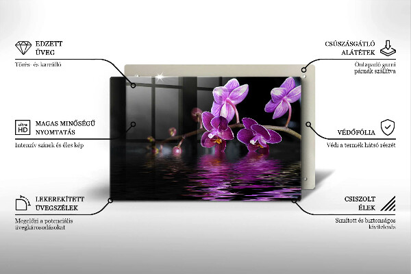 Glas Herdabdeckplatte Orchideen-Zen-Wasser