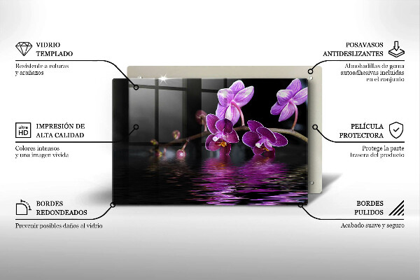 Glas Herdabdeckplatte Orchideen-Zen-Wasser
