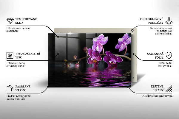 Glas Herdabdeckplatte Orchideen-Zen-Wasser