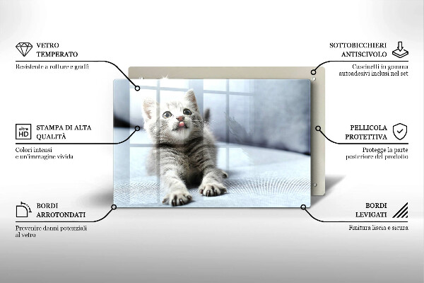 Glas Herdabdeckplatte Kleines süßes Kätzchen