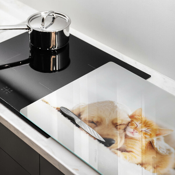 Glas Ceranfeldabdeckung Tiere Hund und Katze