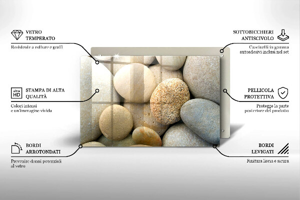 Glas Herdabdeckplatte Muster aus ovalen Steinen