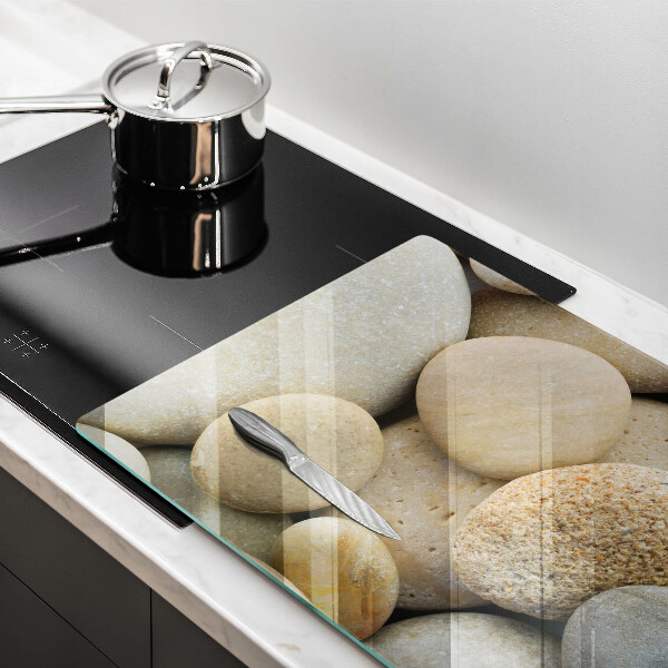 Glas Herdabdeckplatte Muster aus ovalen Steinen