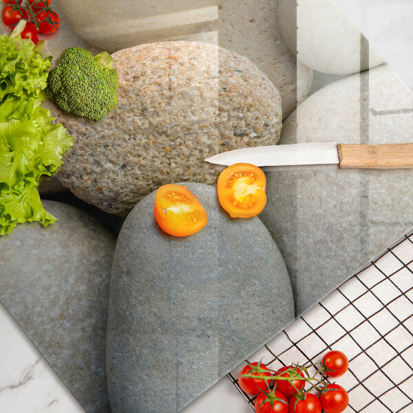 Glas Herdabdeckplatte Muster aus ovalen Steinen