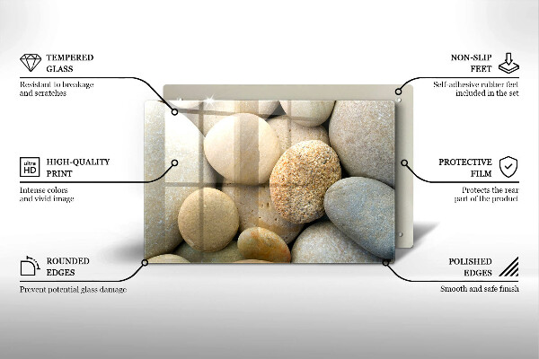 Glas Herdabdeckplatte Muster aus ovalen Steinen