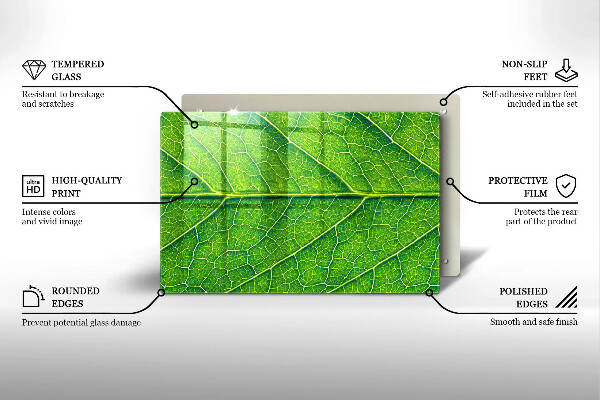 Glas Herdabdeckplatte Naturblattadern