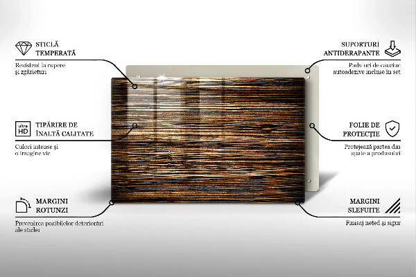 Glas Herdabdeckplatte Holzstruktur