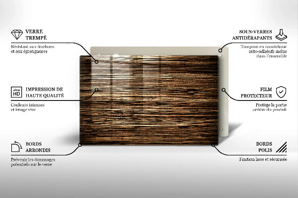 Glas Herdabdeckplatte Holzstruktur