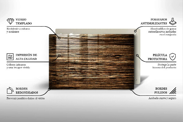 Glas Herdabdeckplatte Holzstruktur
