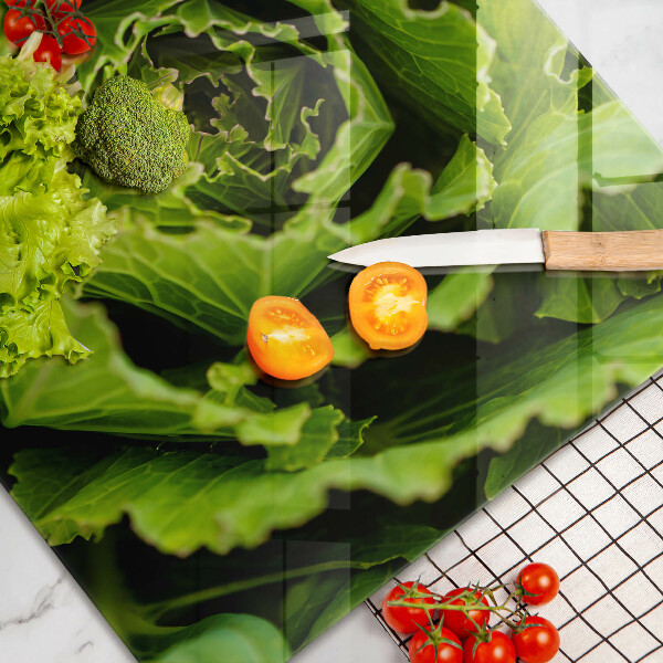 Glas Herdabdeckplatte Salatblätter essen