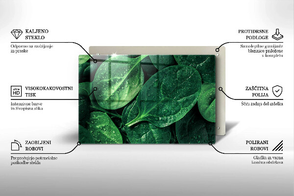 Glas Herdabdeckplatte Basilikumblätter