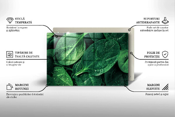 Glas Herdabdeckplatte Basilikumblätter