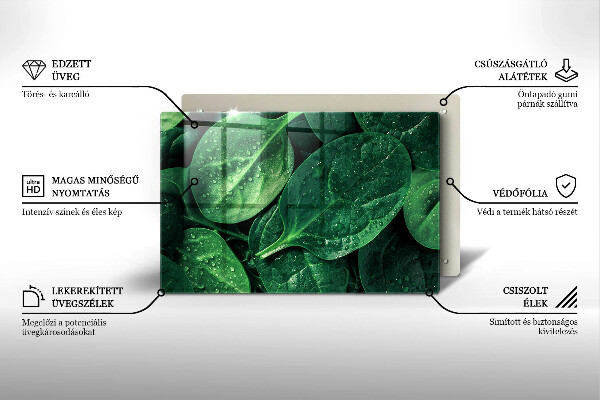 Glas Herdabdeckplatte Basilikumblätter