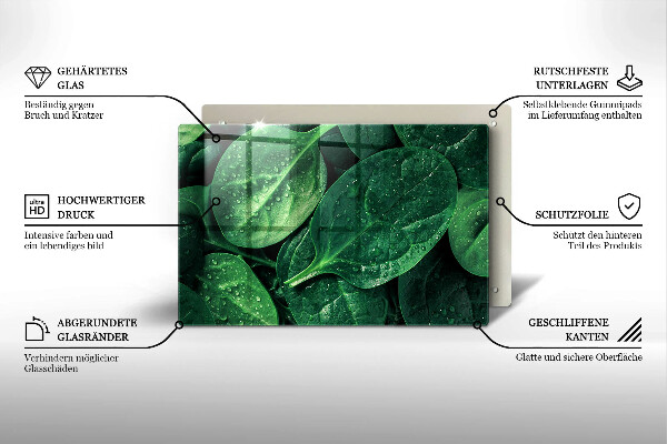 Glas Herdabdeckplatte Basilikumblätter