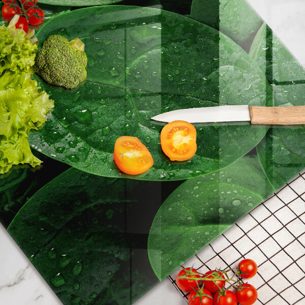 Glas Herdabdeckplatte Basilikumblätter