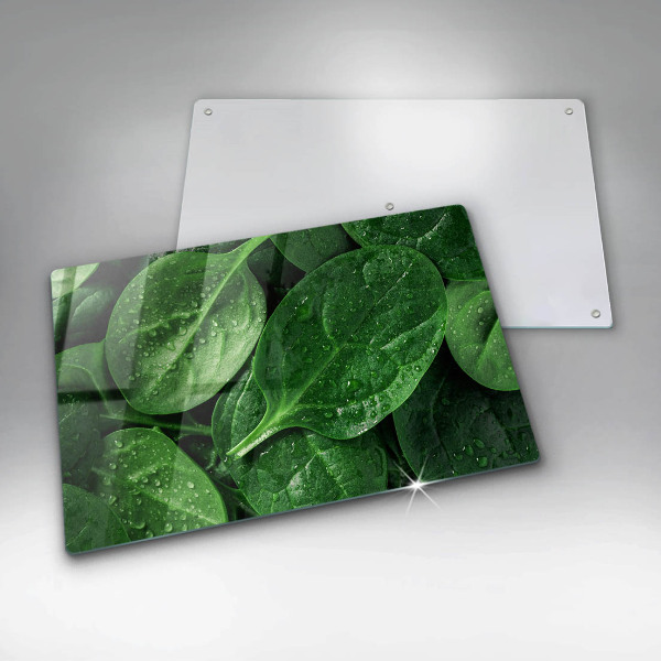 Glas Herdabdeckplatte Basilikumblätter