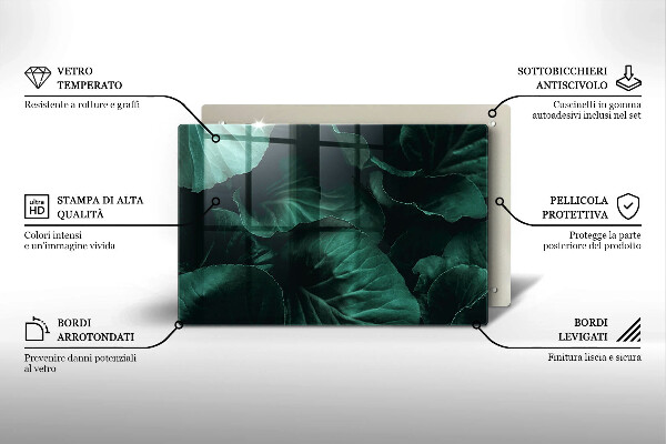 Glas Herdabdeckplatte Wilde dunkle Blätter