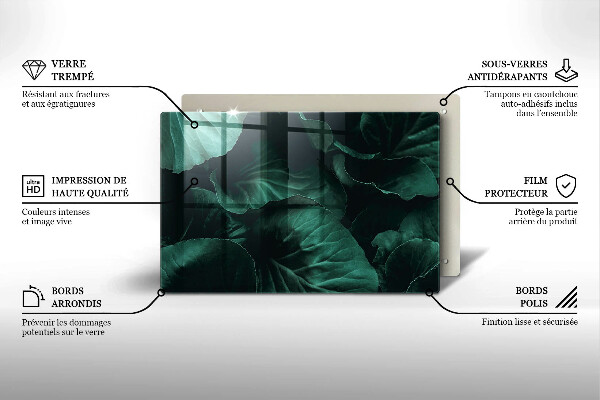 Glas Herdabdeckplatte Wilde dunkle Blätter