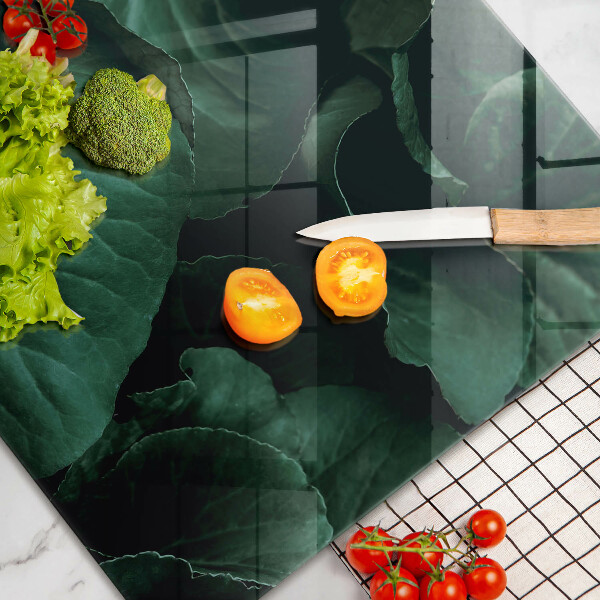 Glas Herdabdeckplatte Wilde dunkle Blätter