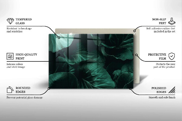 Glas Herdabdeckplatte Wilde dunkle Blätter