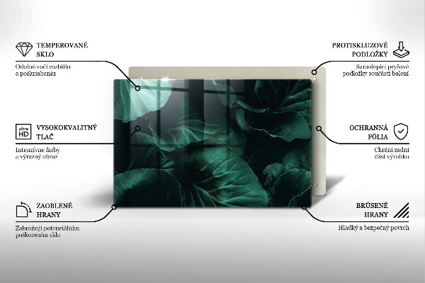 Glas Herdabdeckplatte Wilde dunkle Blätter