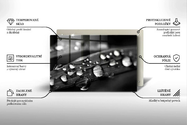 Glas Herdabdeckplatte Tautropfen auf den Blättern