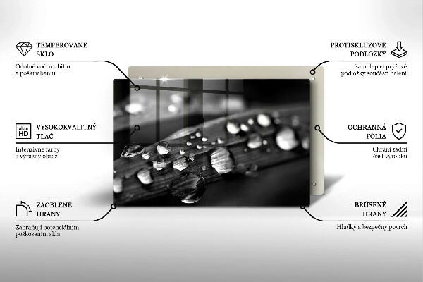 Glas Herdabdeckplatte Tautropfen auf den Blättern