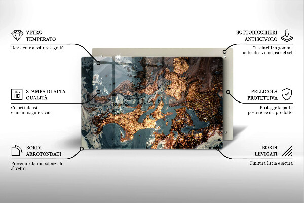 Glas Ceranfeldabdeckung Goldene Felsstruktur