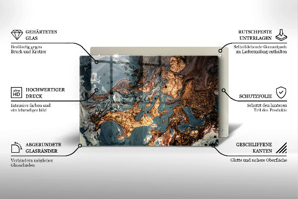 Glas Ceranfeldabdeckung Goldene Felsstruktur