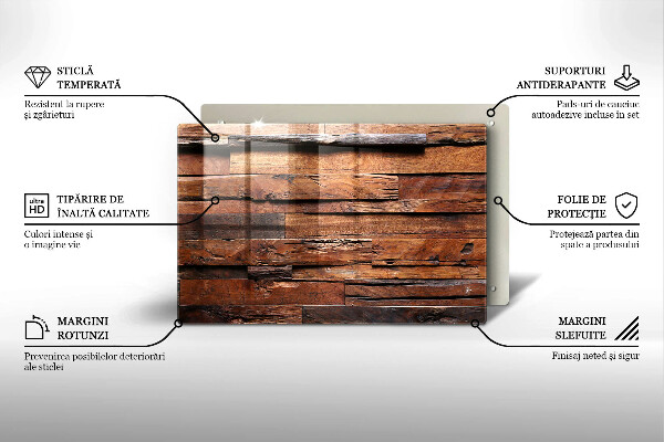 Glas Herdabdeckplatte Dekorative Holzbretter