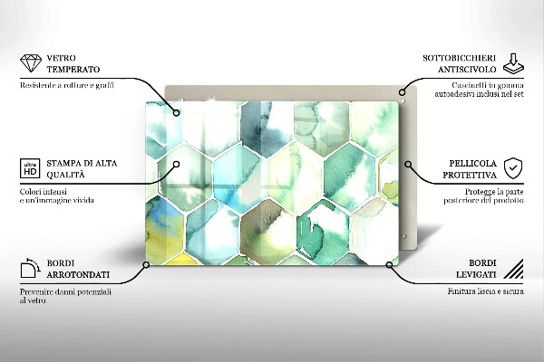Glas Ceranfeldabdeckung Aquarell-Sechsecke