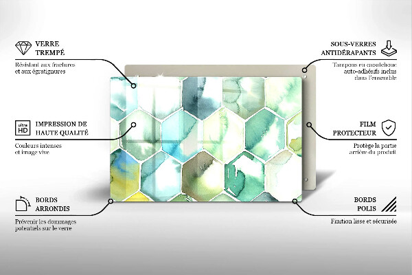 Glas Ceranfeldabdeckung Aquarell-Sechsecke