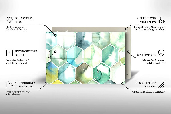 Glas Ceranfeldabdeckung Aquarell-Sechsecke