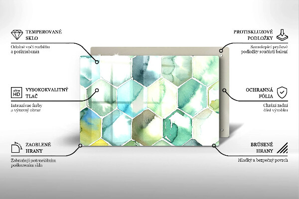 Glas Ceranfeldabdeckung Aquarell-Sechsecke