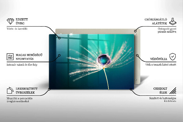 Glas Ceranfeldabdeckung Tau auf einem Löwenzahn