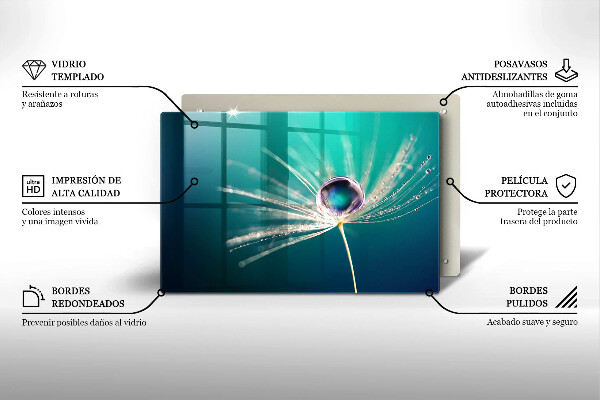 Glas Ceranfeldabdeckung Tau auf einem Löwenzahn