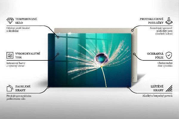 Glas Ceranfeldabdeckung Tau auf einem Löwenzahn