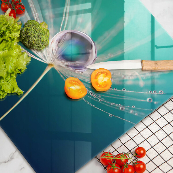 Glas Ceranfeldabdeckung Tau auf einem Löwenzahn