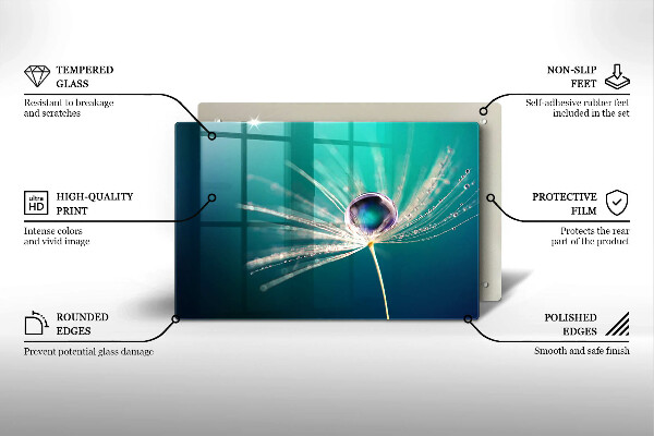 Glas Ceranfeldabdeckung Tau auf einem Löwenzahn